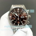 Swiss Copy IWC Schaffhausen Pilot's Spitfire Chronograph Brown Face 43mm Steel Watch 